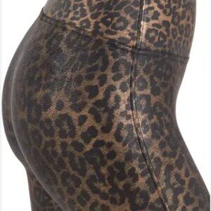 SPANX Faux Leather Leopard Print Bike Short - Size Medium